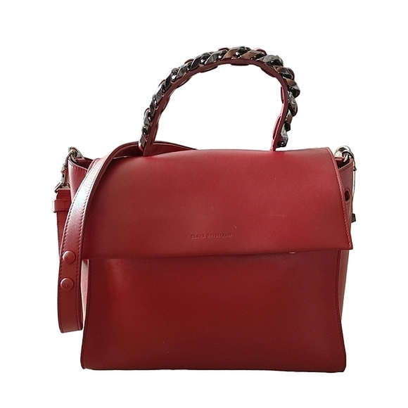 Elena Ghisellini Bordeaux Leather Top Handle Shoulder Bag - Picture 1 of 16